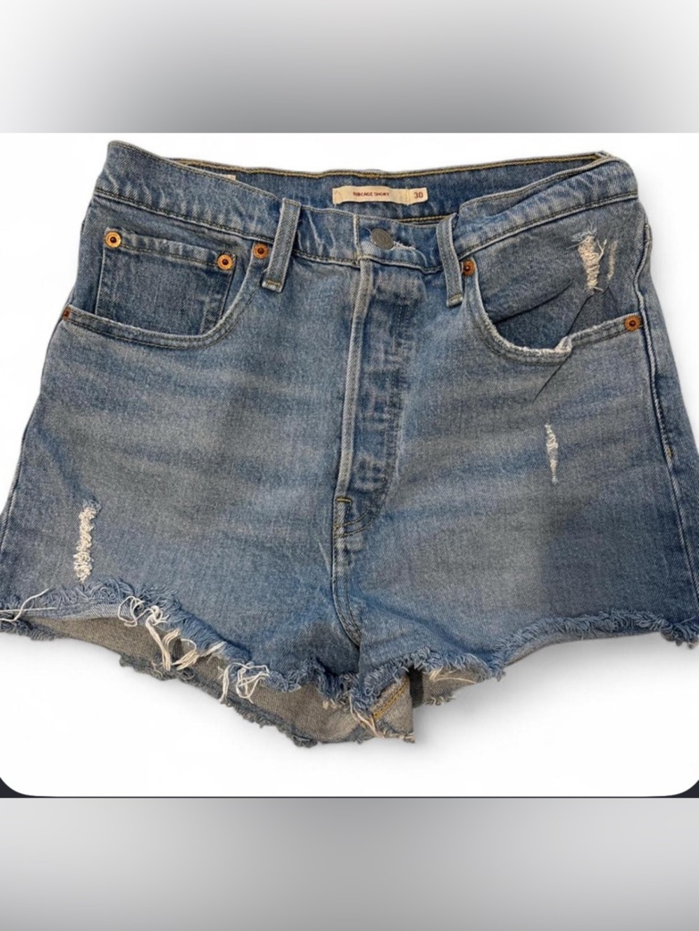 Levi's Blue Distressed Denim Cutoff Shorts